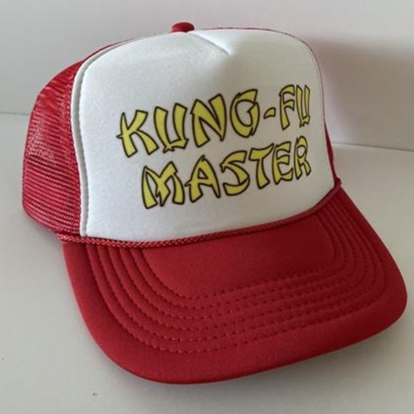 Retro 80s Fun Party Hat Movie Fans Kung-Fu Master Trucker Hat adjustable Red Goo - Picture 2 of 4